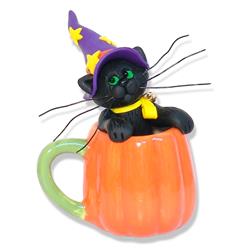 Halloween Black Cat In Pumpkin Mug